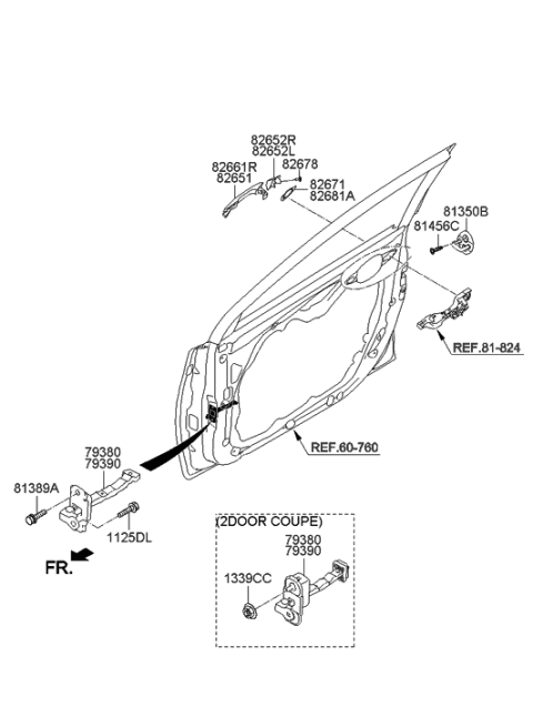 1996 Hyundai Accent Door Handle Assembly, Exterior, Right Diagram for 82661-3X210
