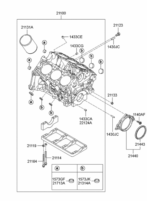 2009 Hyundai Santa Fe Old Body Style Cylinder Block Diagram 1
