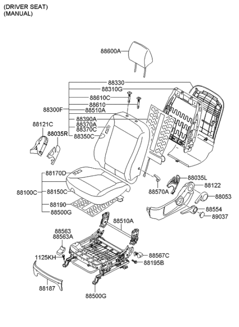 2009 Hyundai Santa Fe Old Body Style Front Seat Diagram 2