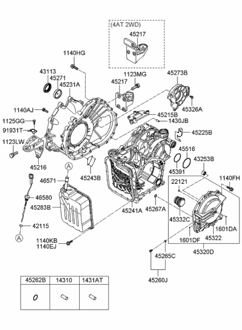 2008 Hyundai Santa Fe Cover Assembly-Case Rear Diagram for 45320-39410