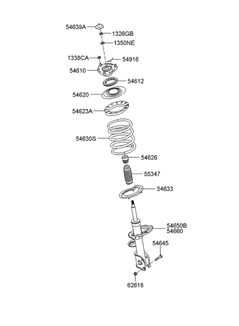 2009 Hyundai Sonata Front Spring Pad,Upper Diagram for 54623-2B000