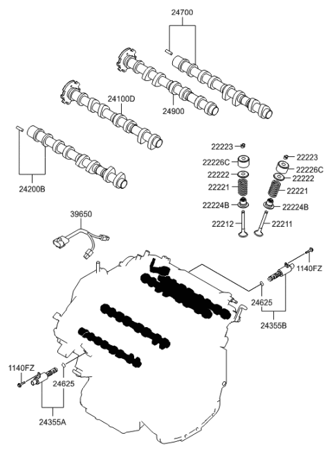 2009 Hyundai Santa Fe Old Body Style Camshaft & Valve Diagram 4