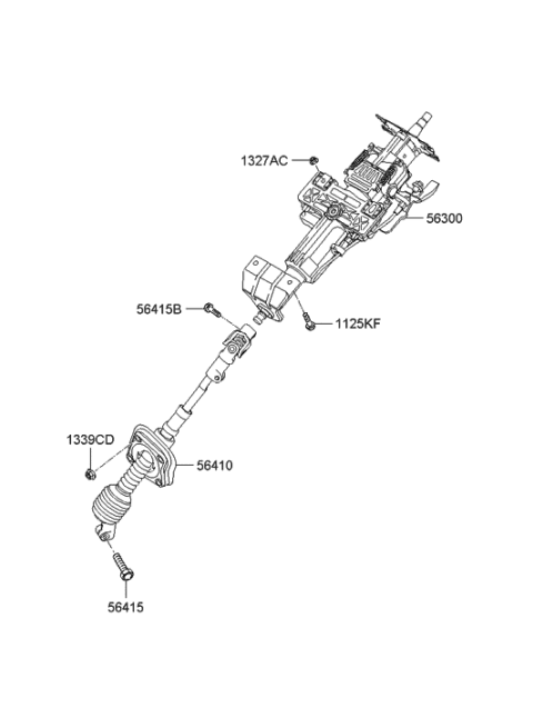 2009 Hyundai Santa Fe Old Body Style Steering Column & Shaft Diagram