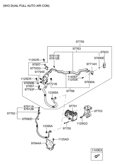 2008 Hyundai Santa Fe Hose & Tube Assembly Diagram for 97759-0W101