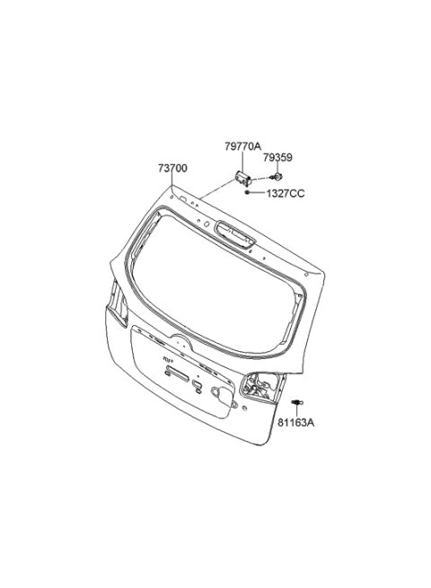 2009 Hyundai Santa Fe Panel Assembly-Tail Gate Diagram for 73700-0W000