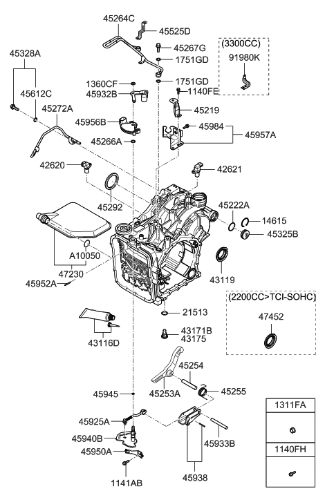 2007 Hyundai Santa Fe Auto Transmission Case Diagram 7