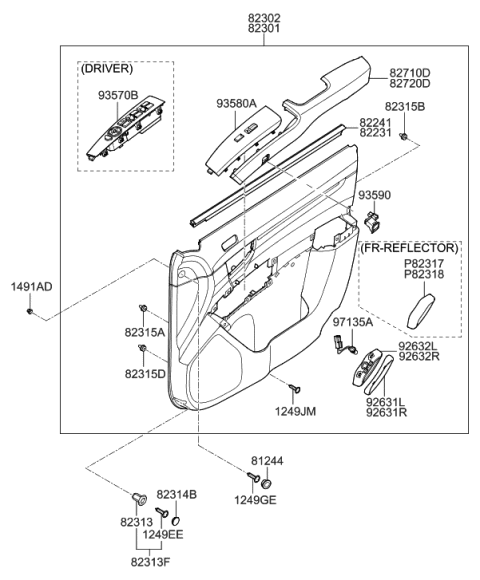 2020 Hyundai Veloster N Power Window Main Switch Assembly Diagram for 93570-2B000-J4