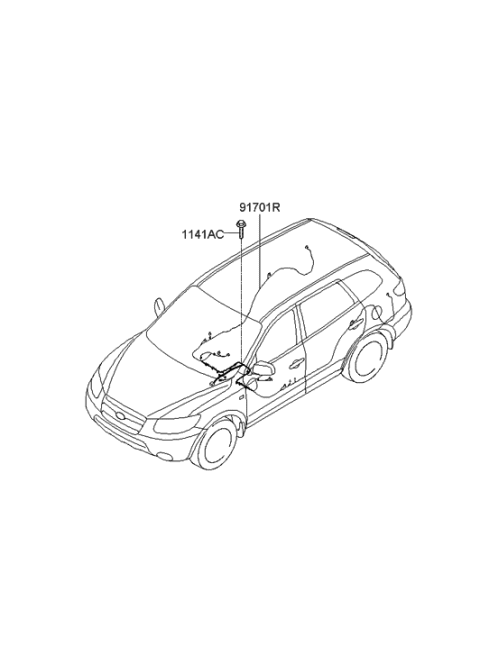 2009 Hyundai Santa Fe Wiring Assembly-Air Bag Rear Diagram for 91710-0W012