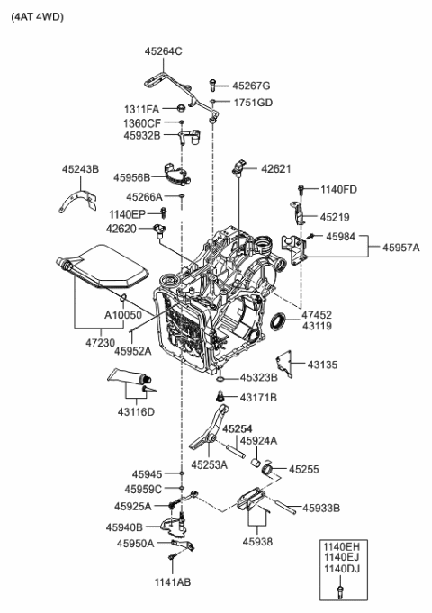 2009 Hyundai Santa Fe Auto Transmission Case Diagram 5