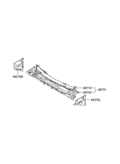 2009 Hyundai Santa Fe Panel Complete-Cowl Diagram for 66700-0W000