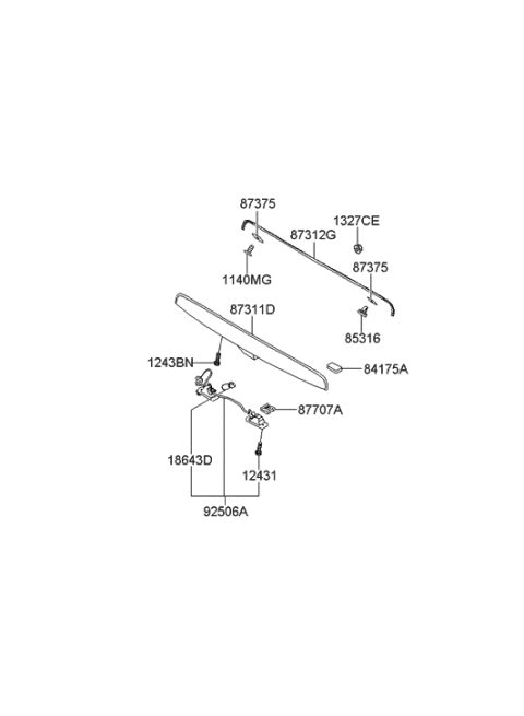 2009 Hyundai Santa Fe Old Body Style Back Panel Garnish Diagram
