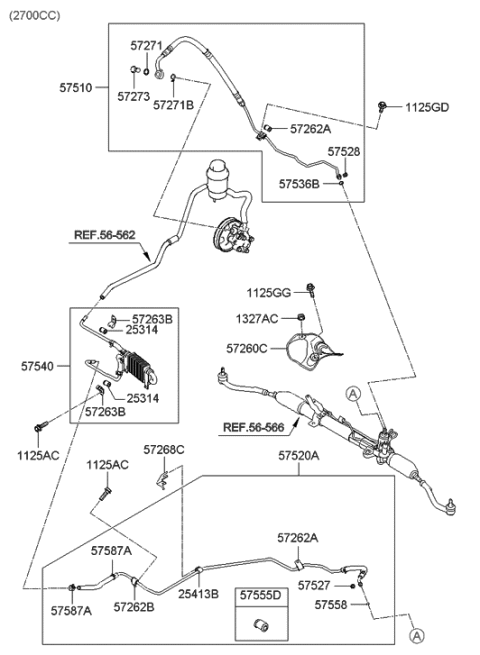 2009 Hyundai Santa Fe Power Steering Oil Line Diagram 1