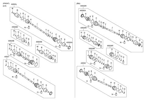 2009 Hyundai Santa Fe Shaft Assembly-Drive,LH Diagram for 49500-0W160