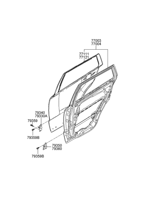 2009 Hyundai Santa Fe Old Body Style Panel-Rear Door Diagram