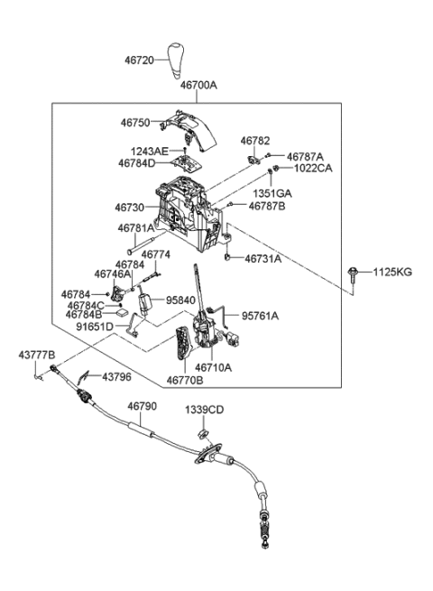 2009 Hyundai Sonata Indicator Assembly-Shift Lever Diagram for 46750-2B130