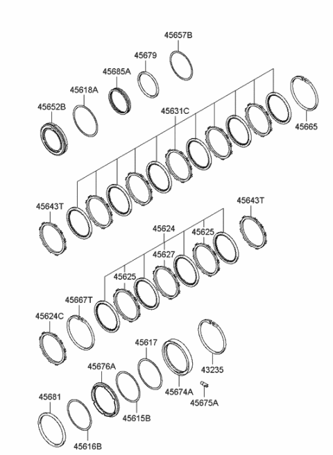 2009 Hyundai Santa Fe Old Body Style Transaxle Brake-Auto Diagram 1