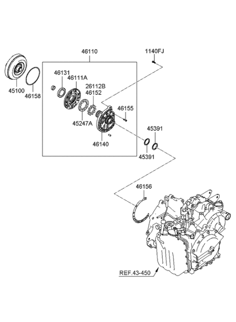 2009 Hyundai Santa Fe Old Body Style Oil Pump & TQ/Conv-Auto Diagram 4