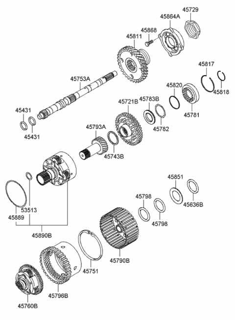 2009 Hyundai Santa Fe Old Body Style Transaxle Gear - Auto Diagram 6