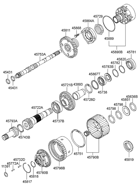 2009 Hyundai Santa Fe Old Body Style Transaxle Gear - Auto Diagram 2
