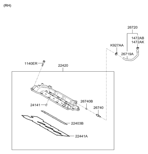 2009 Hyundai Santa Fe Old Body Style Rocker Cover Diagram 3