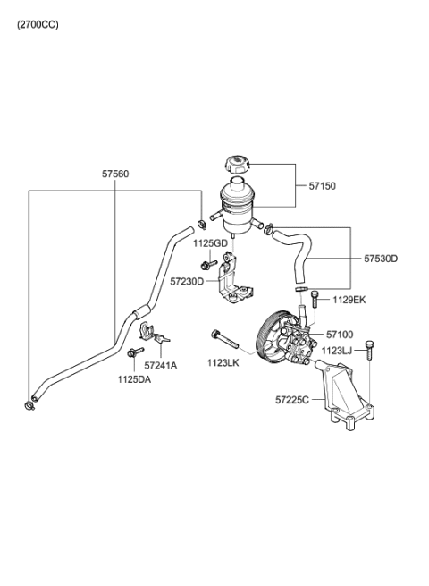 2009 Hyundai Santa Fe Power Steering Oil Pump Diagram 1