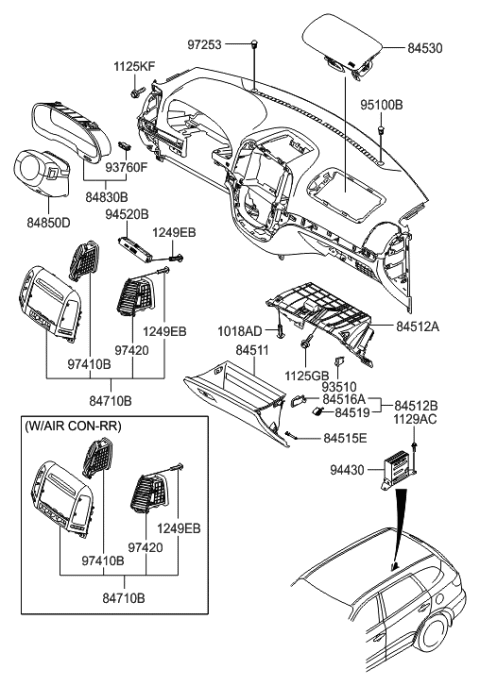 2009 Hyundai Santa Fe Crash Pad Diagram 2