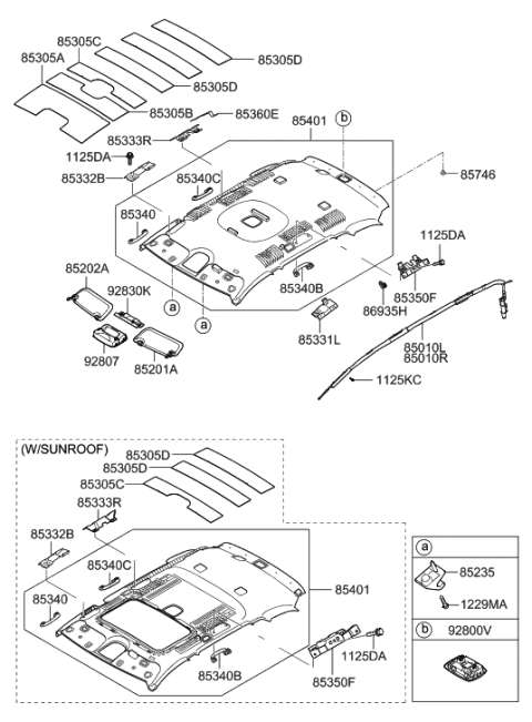 2008 Hyundai Santa Fe Pad-Roof No.1 Diagram for 85305-2B000