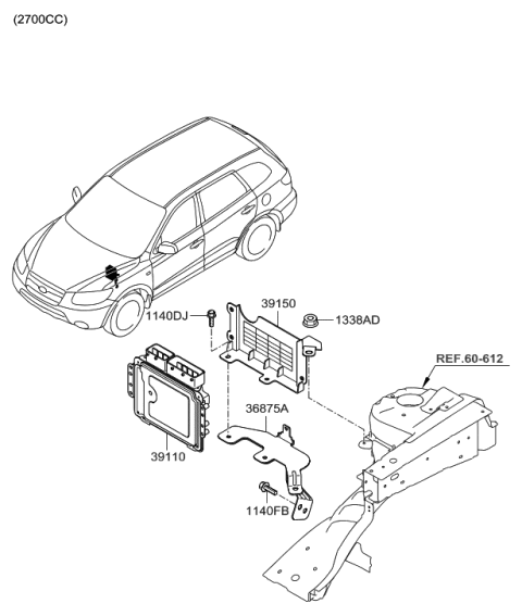 2009 Hyundai Santa Fe Old Body Style Electronic Control Diagram 1