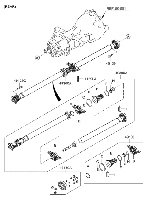 2009 Hyundai Santa Fe Old Body Style Drive Shaft-Front Diagram 3