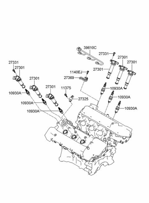 2009 Hyundai Santa Fe Old Body Style Spark Plug & Cable Diagram 1