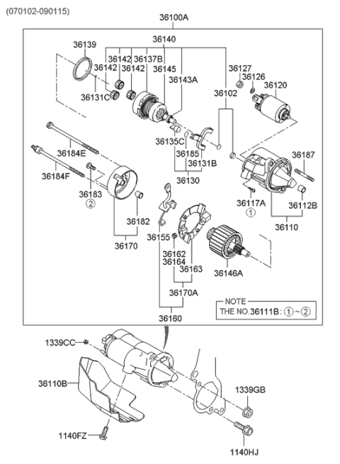 2009 Hyundai Santa Fe Old Body Style Starter Diagram 1
