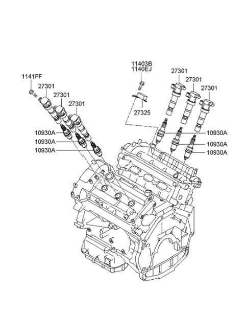 2008 Hyundai Santa Fe Coil Assembly-Ignition Diagram for 27301-3E400
