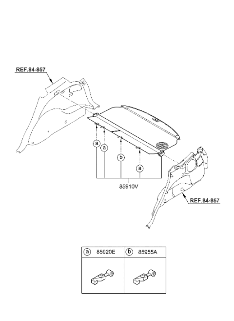 2007 Hyundai Santa Fe Hook-Covering Shelf Diagram for 85912-2B000-WK