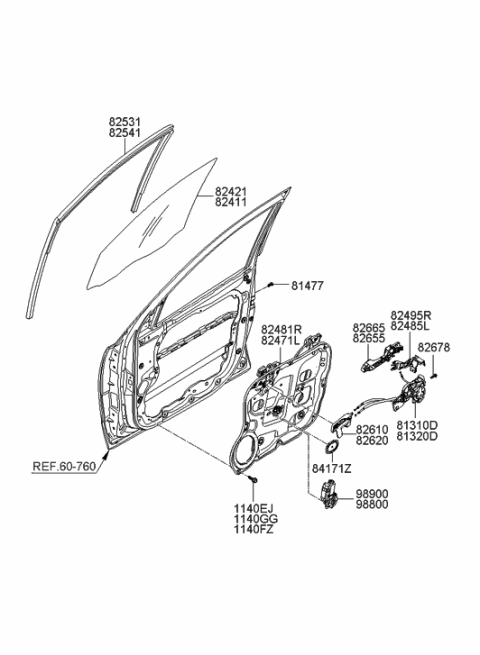 2008 Hyundai Santa Fe Latch & ACTUATOR Assembly-Front Door O Diagram for 81310-2B020