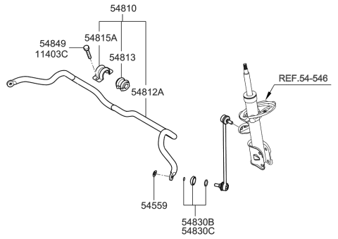 2009 Hyundai Sonata Bar-Front Stabilizer Diagram for 54811-2B000