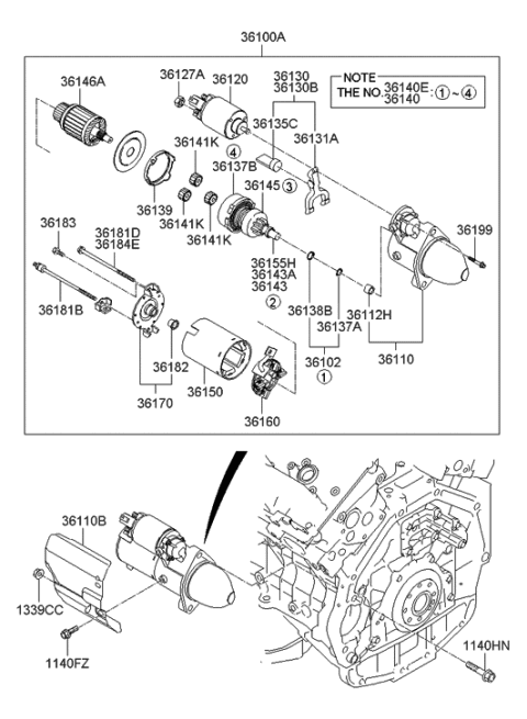 2009 Hyundai Santa Fe Starter Diagram 3