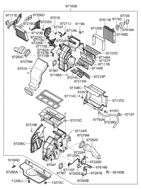 2007 Hyundai Santa Fe Heater System-Heater & Blower Diagram 1