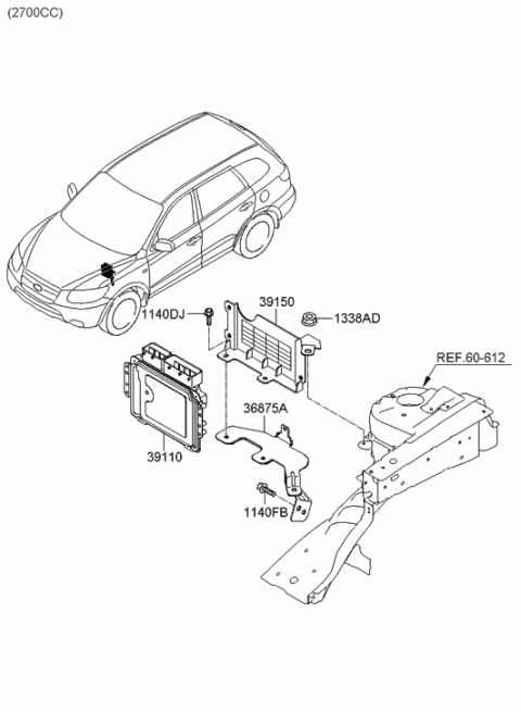 2009 Hyundai Santa Fe Old Body Style Electronic Control Diagram 3