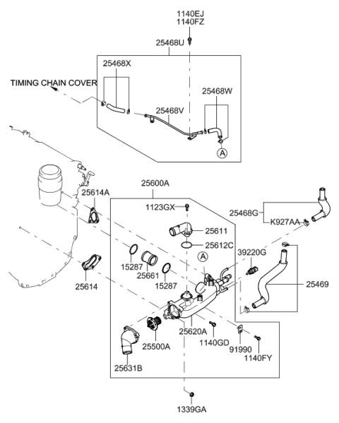 2009 Hyundai Santa Fe Control Assembly-Coolant Temperature Diagram for 25600-3E200