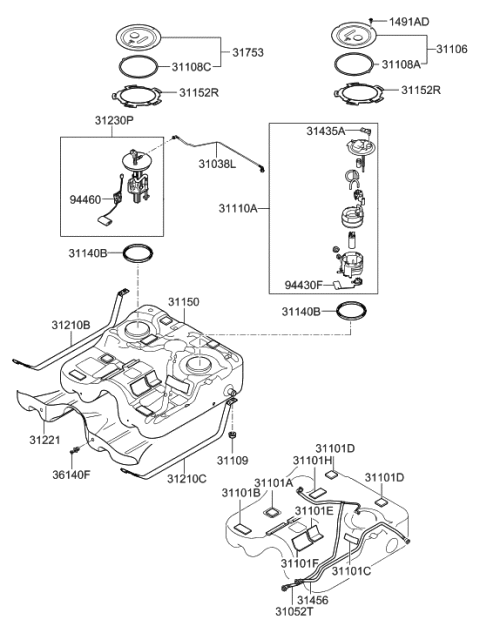 2009 Hyundai Santa Fe Old Body Style Fuel System Diagram 2
