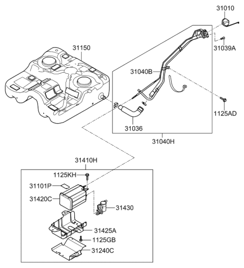 2009 Hyundai Santa Fe Old Body Style Fuel System Diagram 3