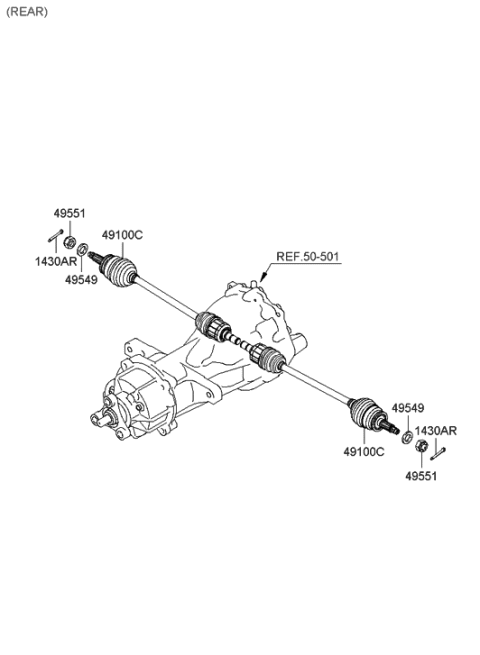 2009 Hyundai Santa Fe Old Body Style Drive Shaft-Front Diagram 4