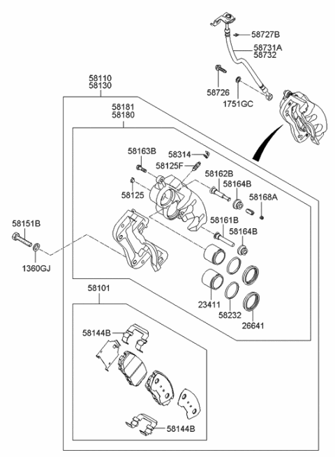 2020 Hyundai Venue Piston Boot Diagram for 58233-3E200