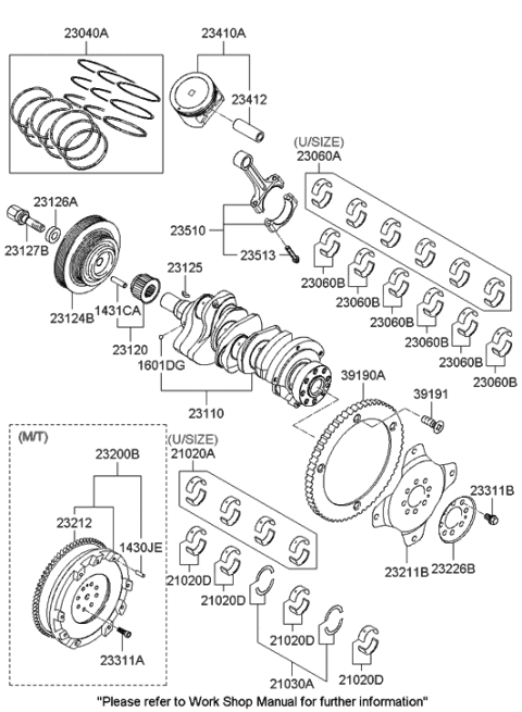 2009 Hyundai Santa Fe Bearing Pair Set-Crank shaft Diagram for 21020-37311