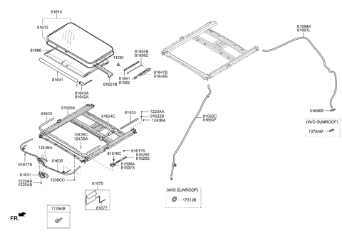 2020 Hyundai Veloster N Seal-Tape Sunroof,Front Diagram for 81632-3J000