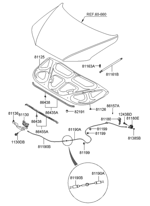 2007 Hyundai Santa Fe Hood Trim Diagram