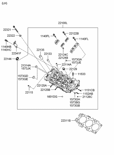 2009 Hyundai Santa Fe Gasket-Cylinder Head LH Diagram for 22311-3E100