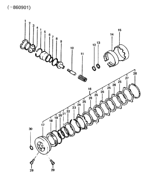 1987 Hyundai Excel AT Brake Diagram 1