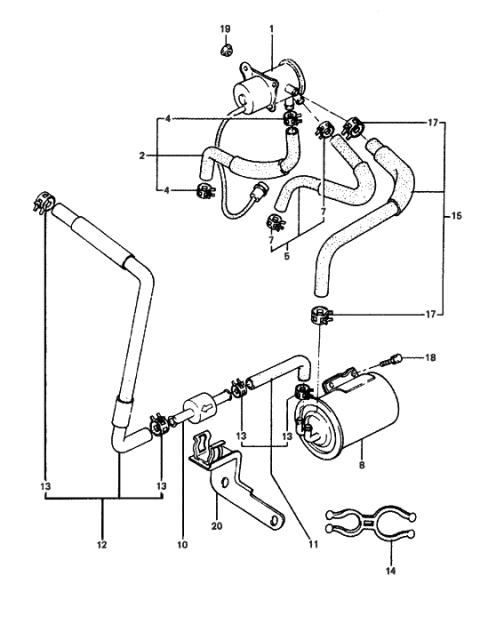 1988 Hyundai Excel Valve & Vacuum Hose Diagram