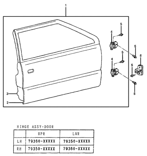 1988 Hyundai Excel Front Door Panel Diagram 1